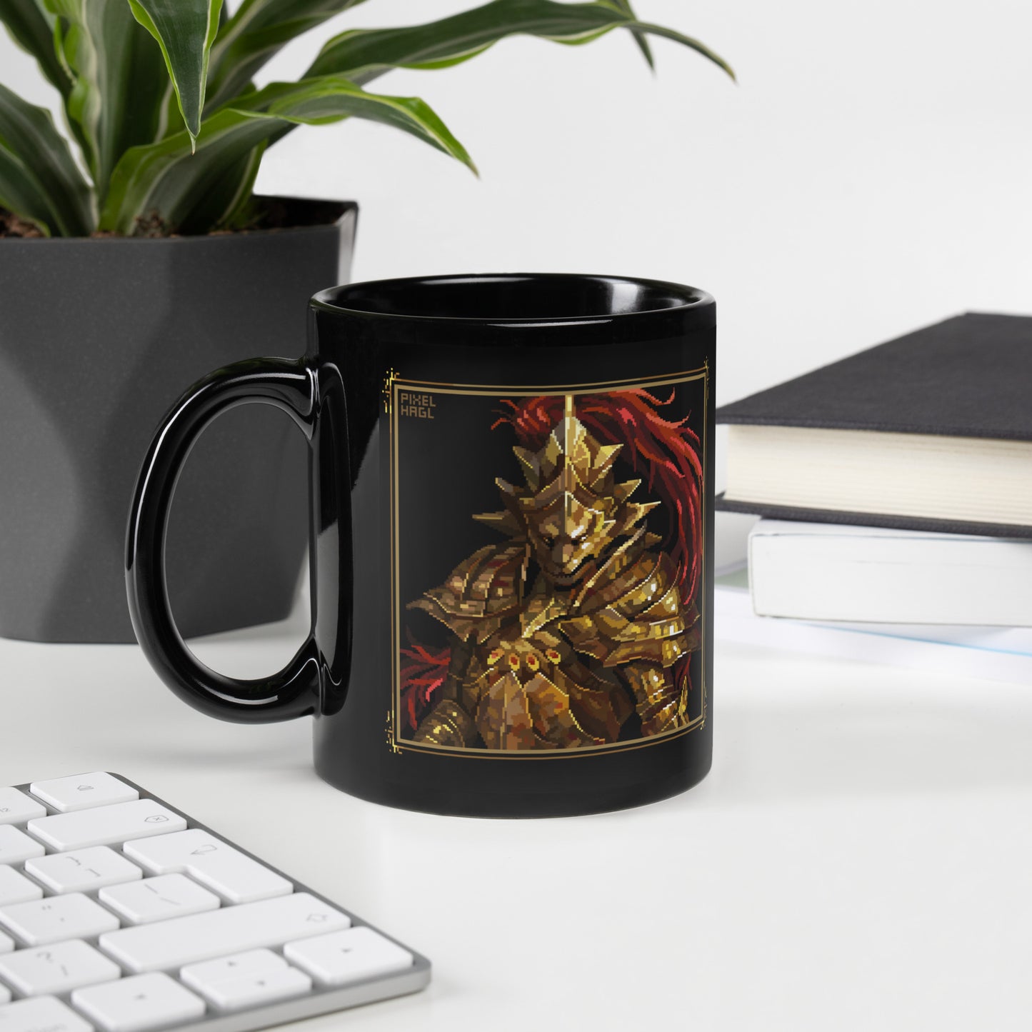 Dragonslayer Ornstein Pixel Art Black Glossy Mug