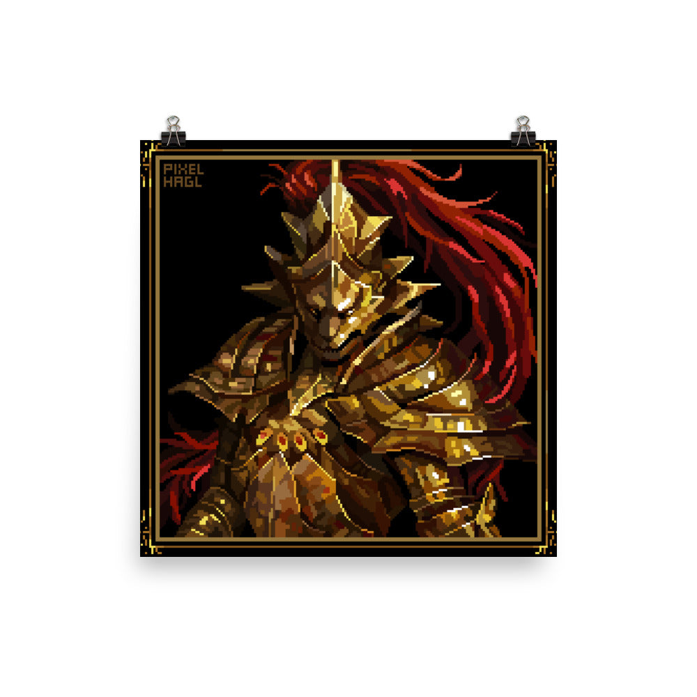 Dragonslayer Ornstein from DS1 Pixel Art Portrait Poster